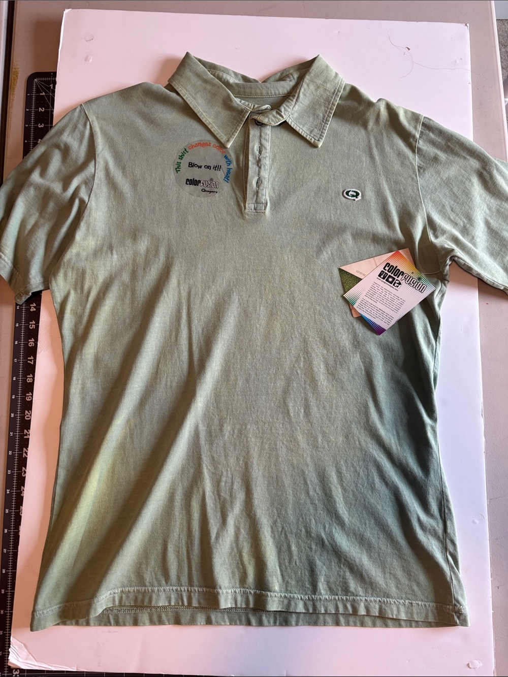 COLOR CHANGING Classic Light Green Polo with Subtle Chest Logo